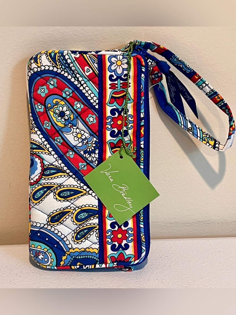 Vera Bradley Marina Paisley Zip Wallet NWT Colorful University